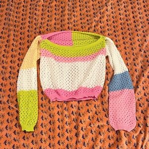 Trendy color block sweater top
